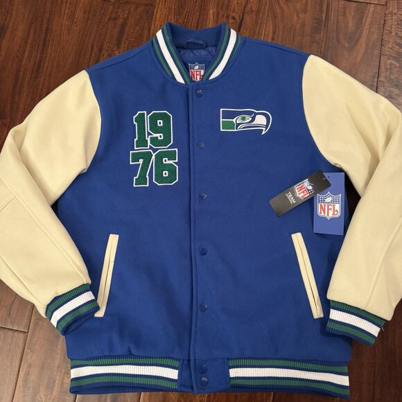Seattle Seahawks Retro NFL Varsity Letterman Jacket - Picture 2 of 9